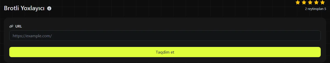 digily.link üzərindəki Brotli Yoxlayıcı aləti və onun daxiletmə forması