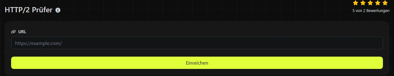 Das Tool HTTP/2 Prüfer auf digily.link mit seinem Eingabeformular