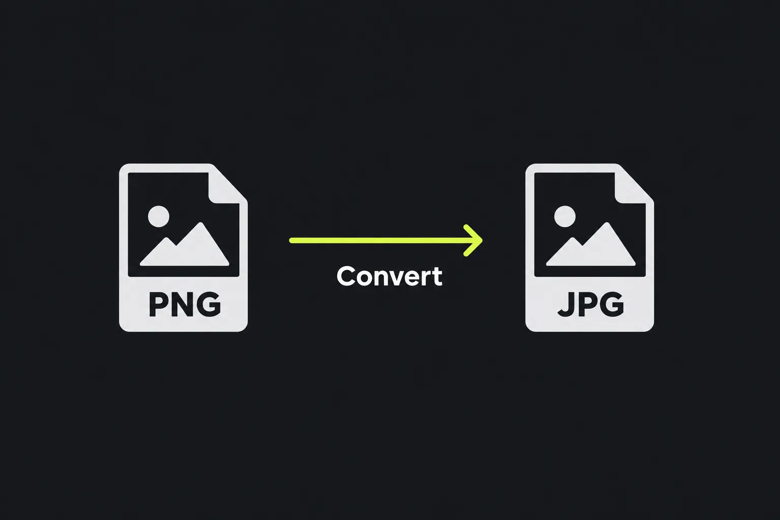 Diagram showing a PNG file being converted into a JPG file