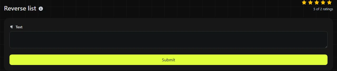 The Reverse list tool on digily.link, showing its input form