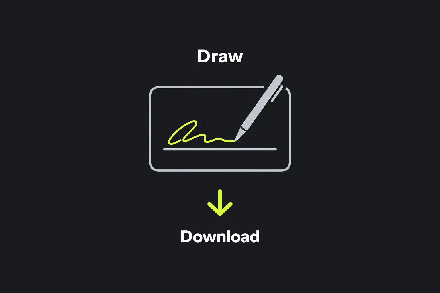 Diagram showing a signature being drawn and downloaded