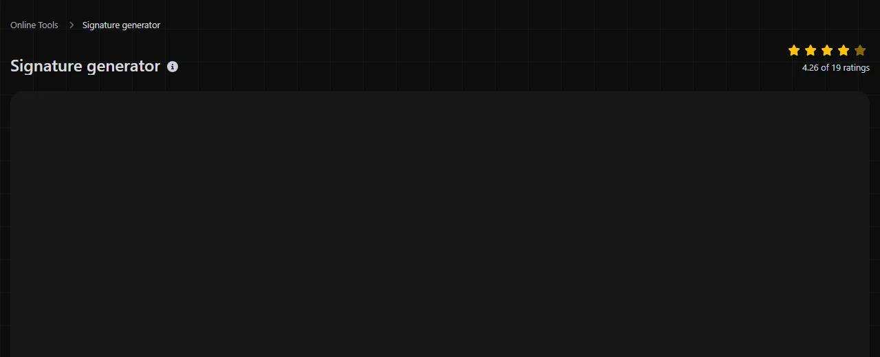 The Signature generator tool on digily.link, showing its input form