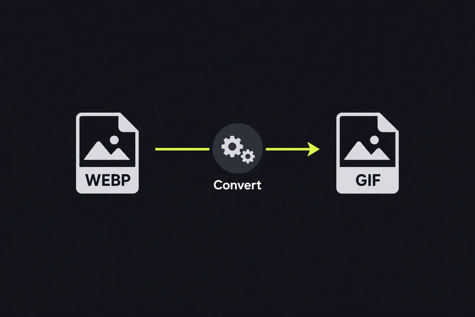 Diagram showing a WEBP file being converted into a GIF file