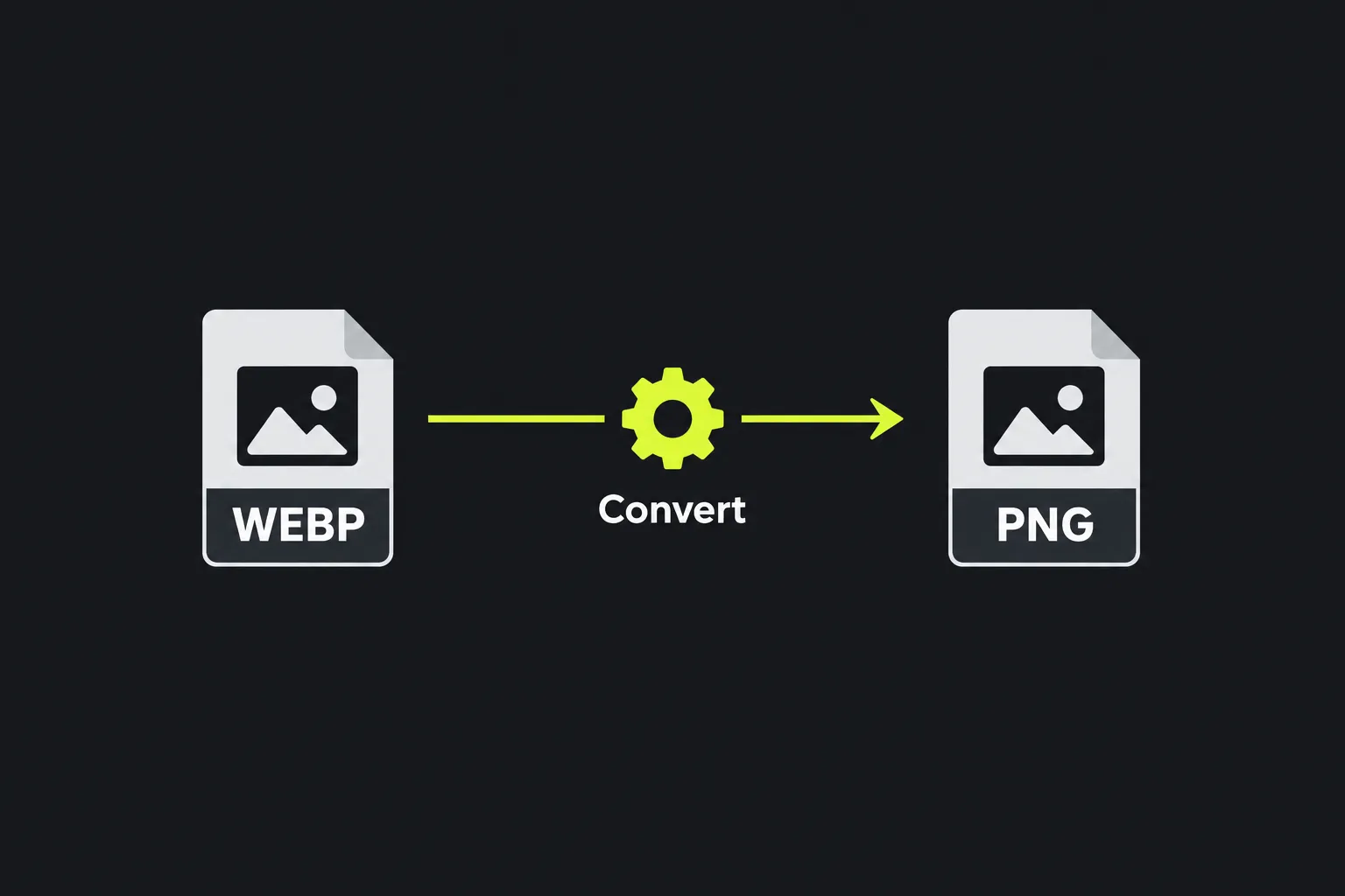 Diagram showing a WEBP file being converted into a PNG file