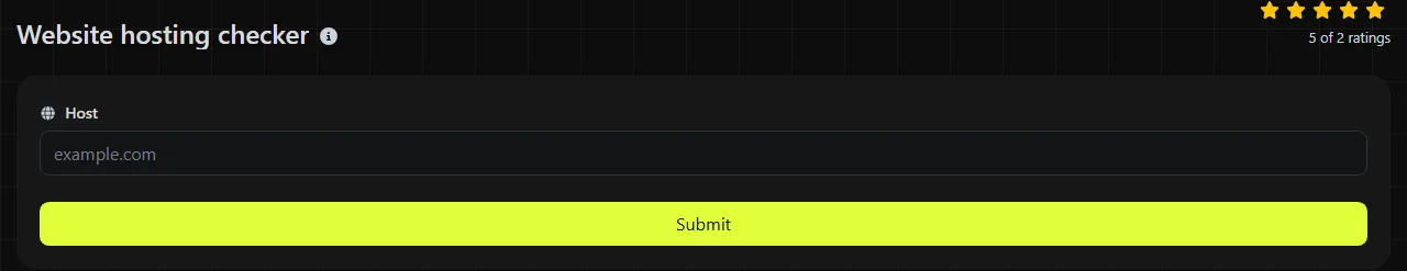 The Website hosting checker tool on digily.link, showing its input form