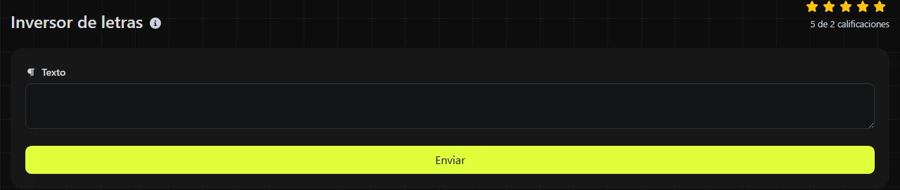 La herramienta Inversor de letras en digily.link, con su formulario de entrada