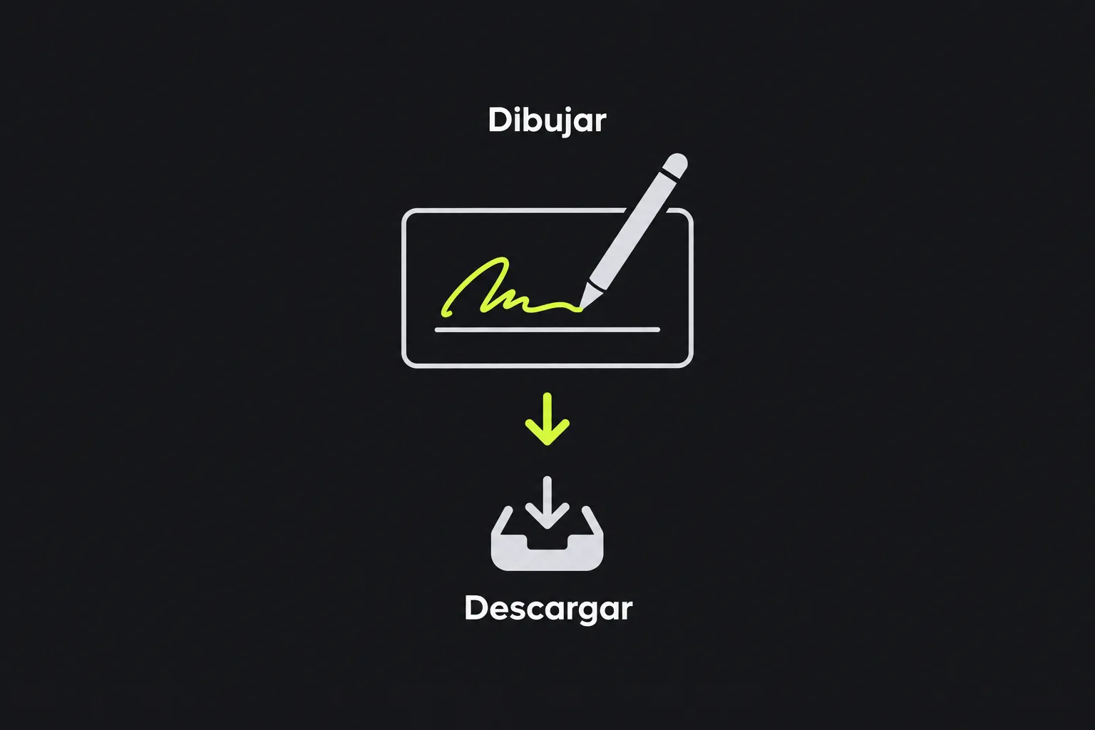 Diagrama que muestra una firma dibujada y descargada