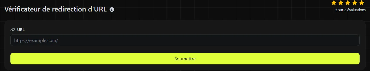 L'outil Vérificateur de redirection d'URL sur digily.link, avec son formulaire de saisie