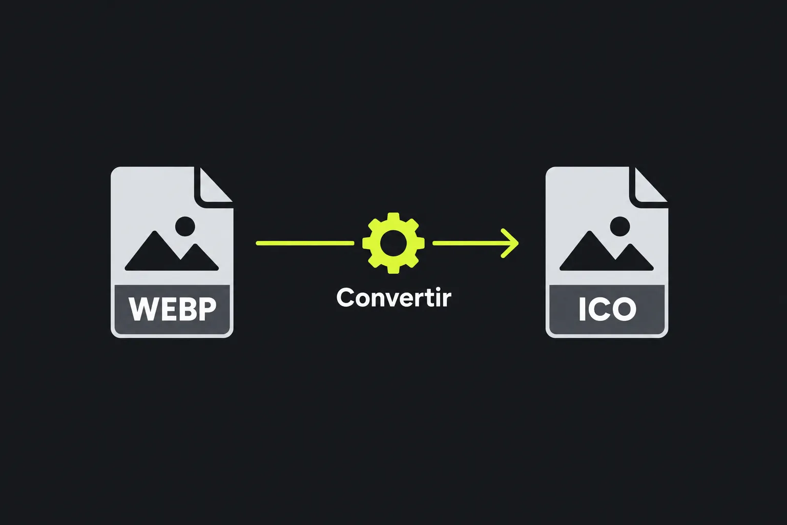 Schéma : un fichier WEBP est converti en fichier ICO