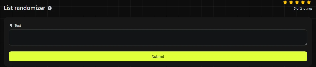The List randomizer tool on digily.link, showing its input form