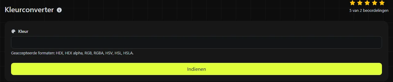 De tool Kleurconverter op digily.link, met het invoerformulier