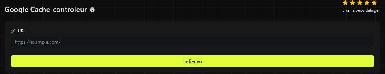 De tool Google Cache-controleur op digily.link, met het invoerformulier