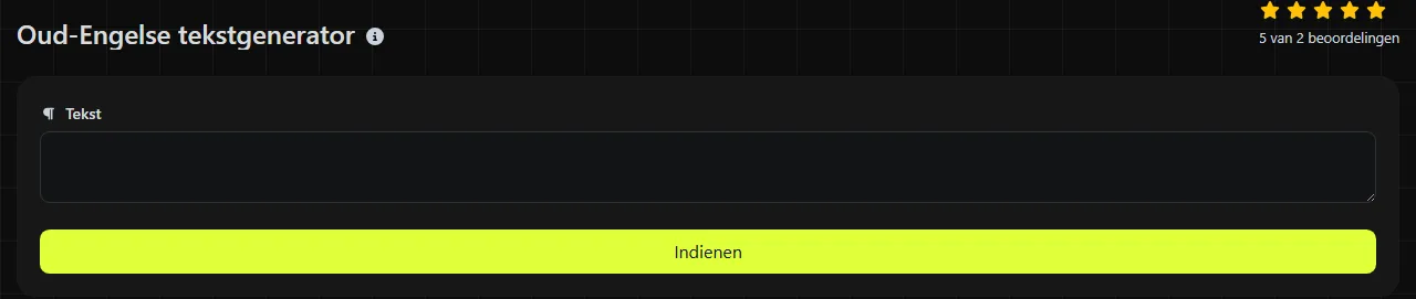 De tool Oud-Engelse tekstgenerator op digily.link, met het invoerformulier