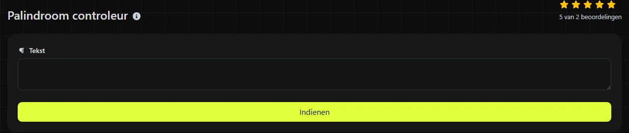 De tool Palindroom controleur op digily.link, met het invoerformulier