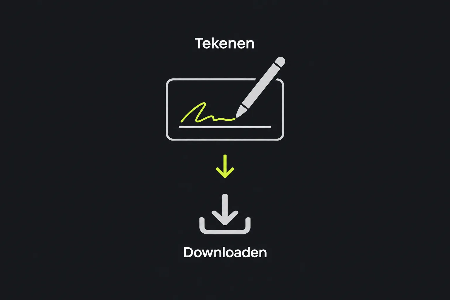 Schema: een handtekening wordt getekend en daarna gedownload