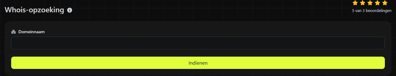 De tool Whois-opzoeking op digily.link, met het invoerformulier