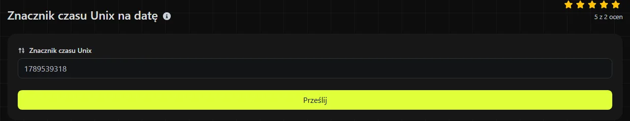Narzędzie Znacznik czasu Unix na datę w serwisie digily.link wraz z formularzem wprowadzania danych
