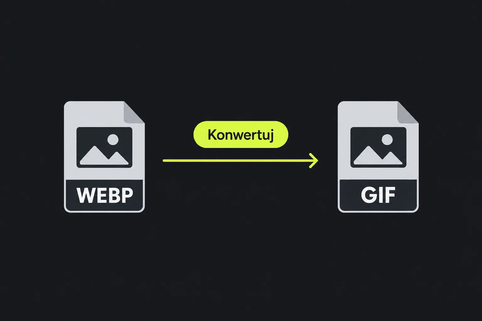 Schemat: plik WEBP jest konwertowany na plik GIF