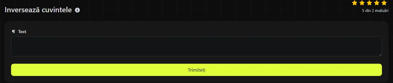 Instrumentul Inversează cuvintele pe digily.link, cu formularul său de introducere