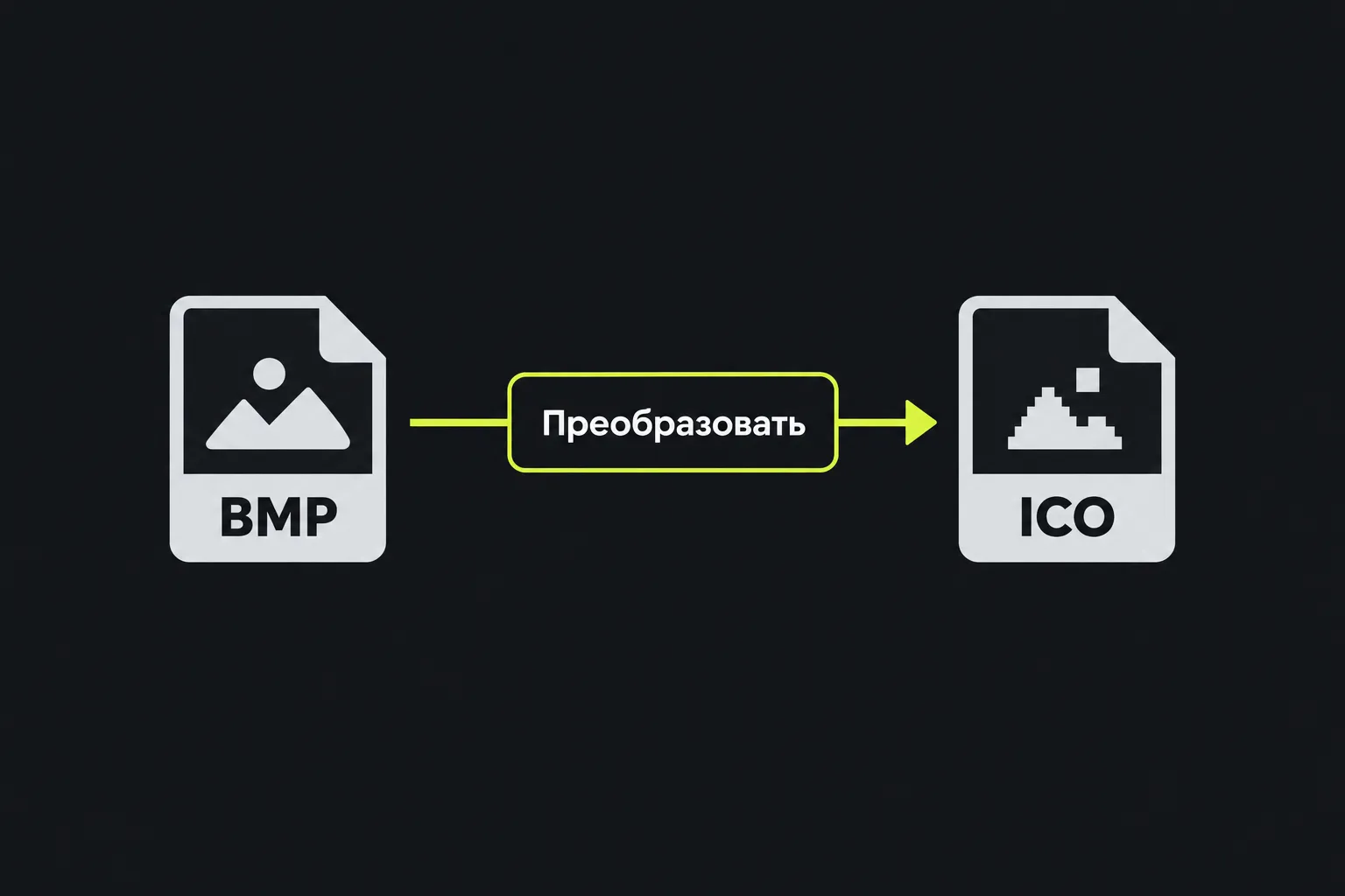 Схема: файл BMP преобразуется в файл ICO