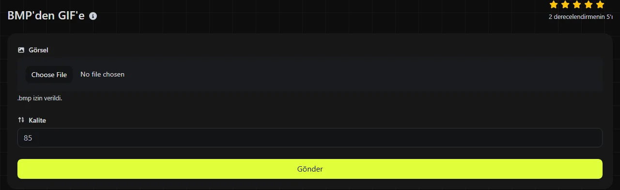 digily.link üzerindeki BMP'den GIF'e aracı ve giriş formu