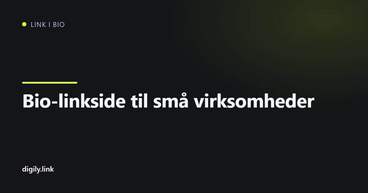 Bio-linkside til en lille virksomhed med booking, rutevejledning og anmeldelser