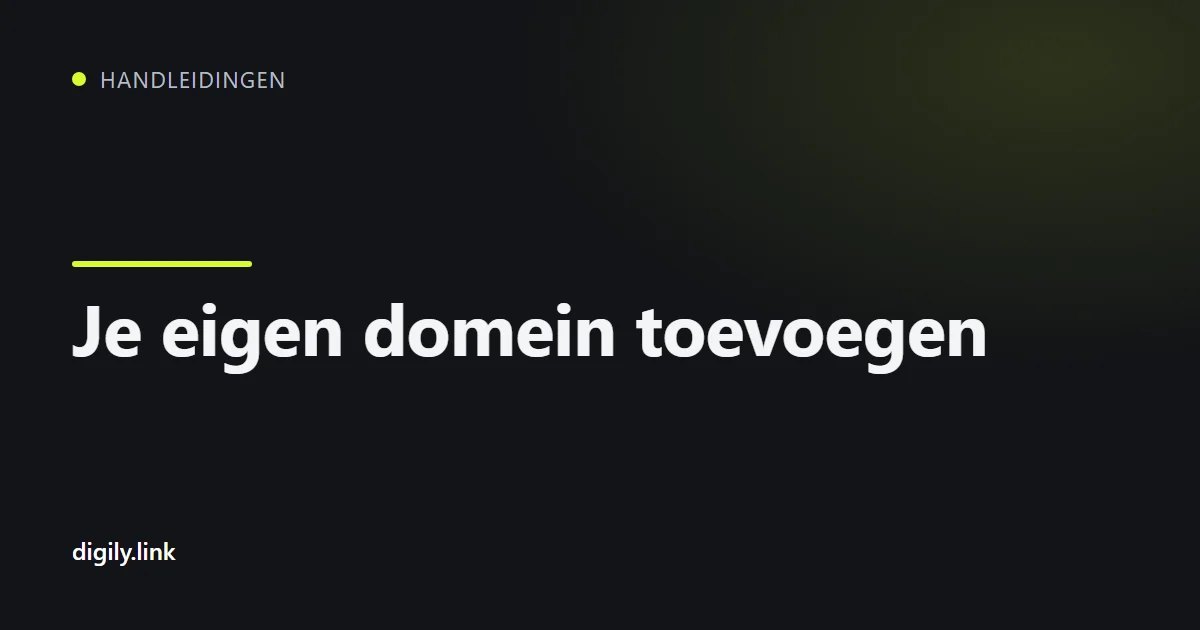 Scherm Connect domain in het Digily Link-dashboard