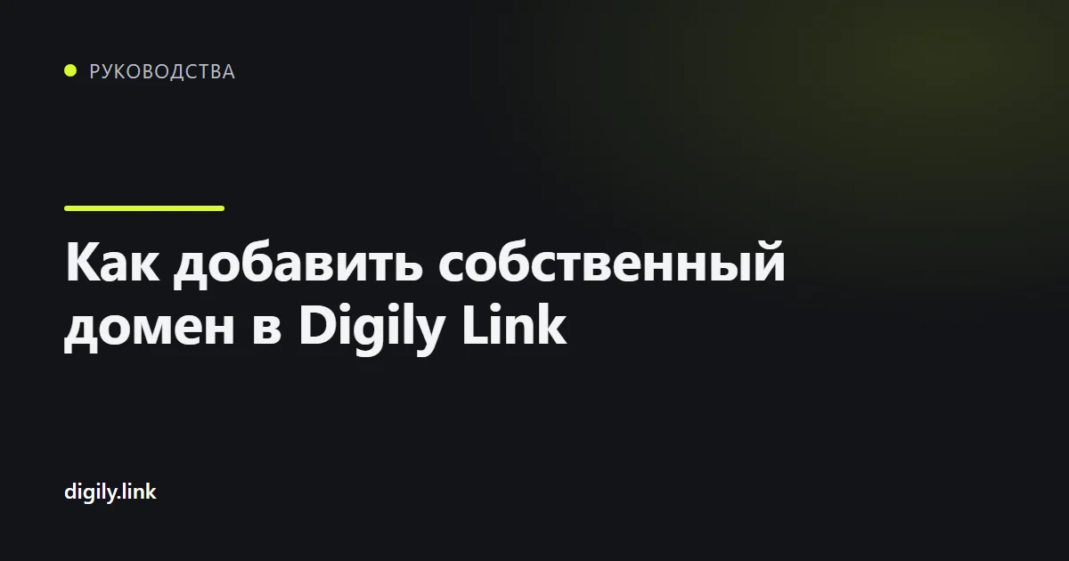 Экран подключения собственного домена в панели Digily Link