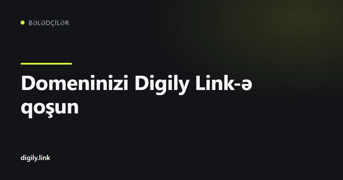 Digily Link panelində fərdi domen qoşma ekranı