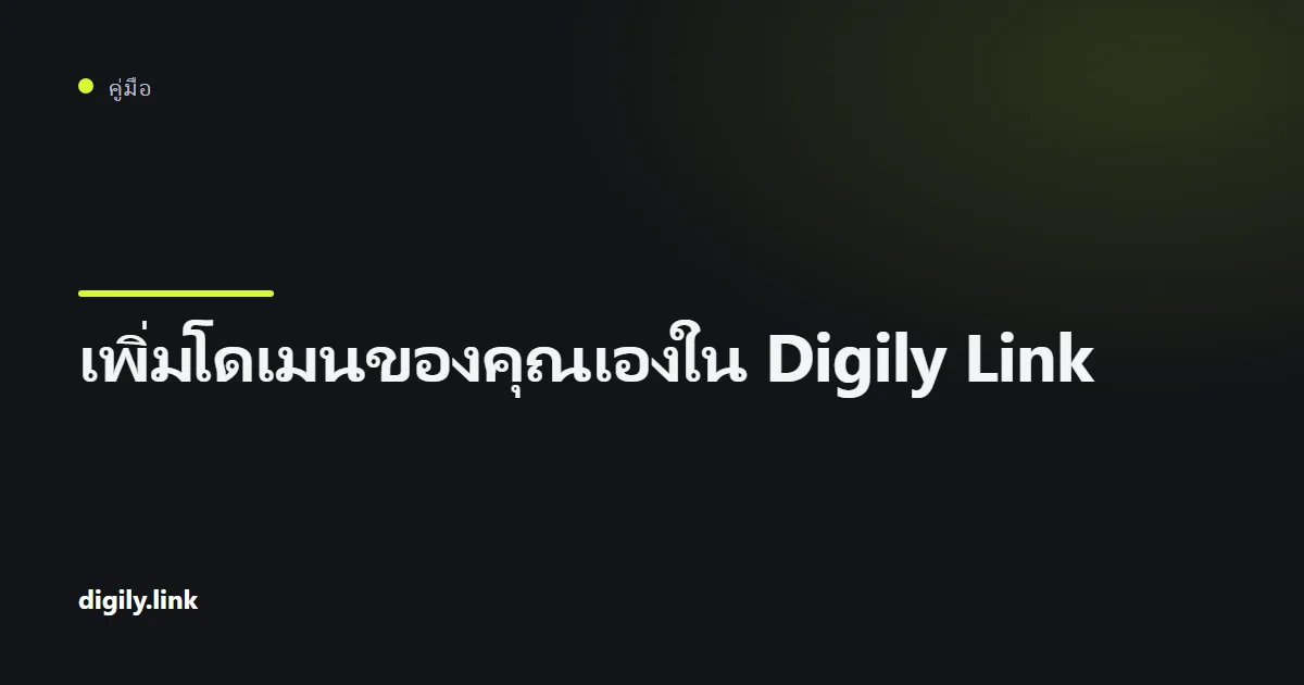 หน้าจอเชื่อมต่อ custom domain ในแดชบอร์ด Digily Link