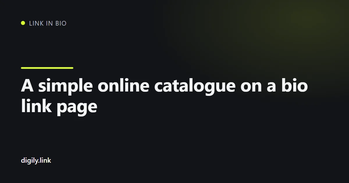 A product catalogue laid out as a bio link page on a phone